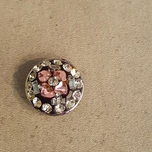 Pink and Clear Rhinestone Petal Heart Snap